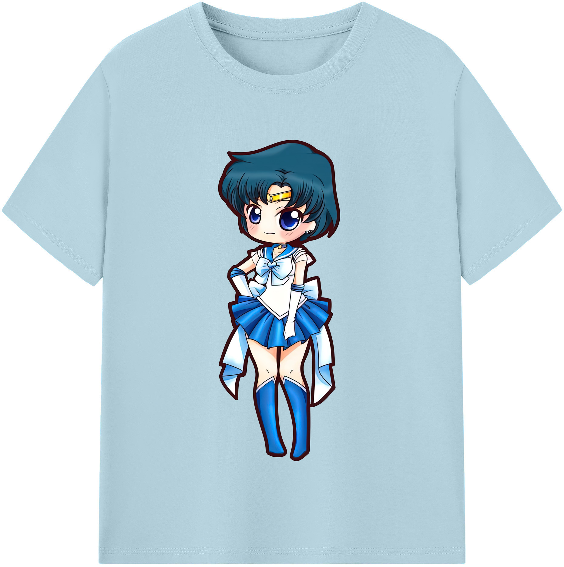 （画像用） 美少女戦士セーラームーン 水野 亜美 みずの あみ Sailor Moon Mizuno Ami 綿100％半袖Tシャツ（フロントプリント）